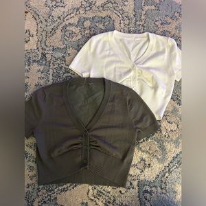 cropped button up cardigan